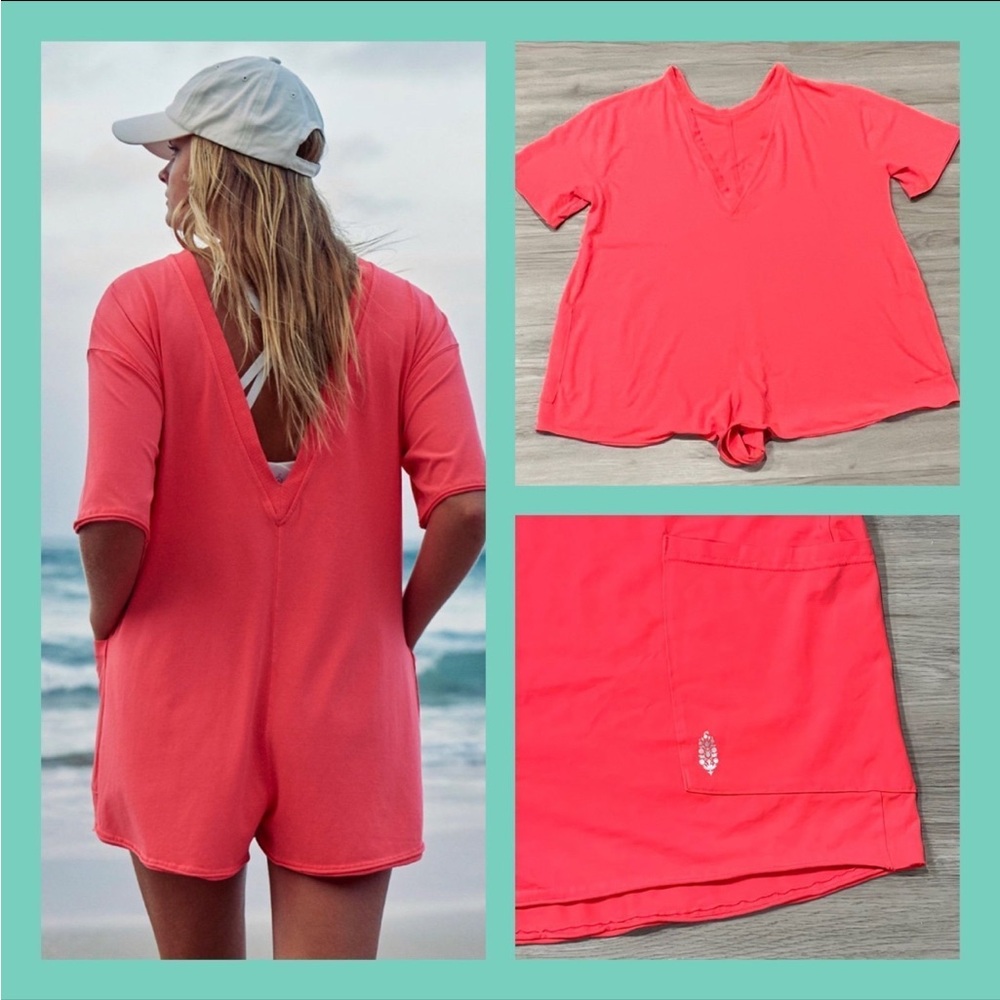 Free People, Size Large, HOT SHOT, Romper, Electric Sunrise, Short Sleeve, NWT! - Picture 10 of 15